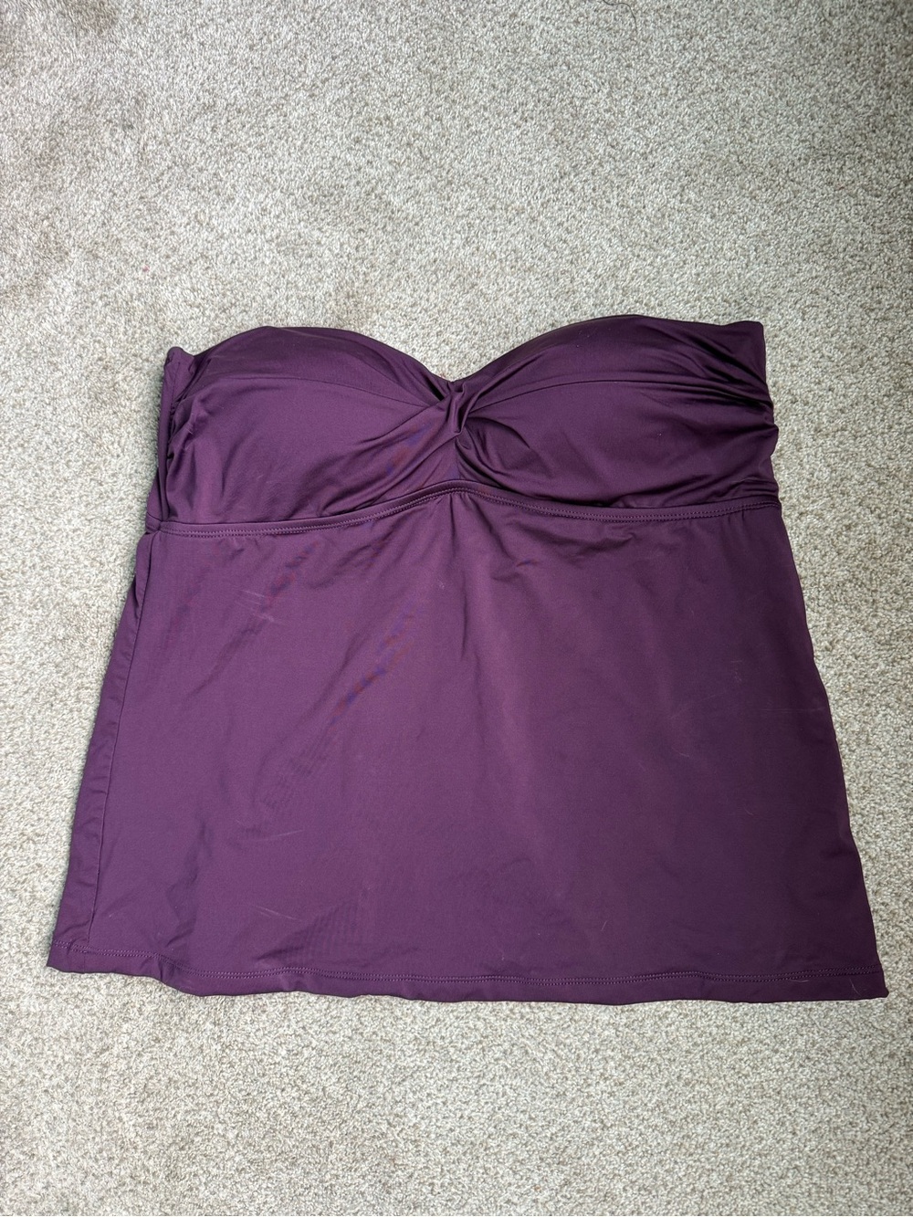 Strapless Twist Front Swim Top - Plum size XL